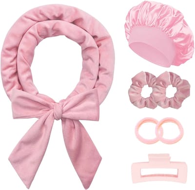 Haarkrullers Hoofdband - Zachte Krulset - Golvend Haar Krijgen - Hittevrij Krullen - 7 Delige Set - Roze