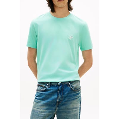 Tommy Hilfiger Script Monogram T-shirt Arctic Aqua Größe: S | Basic T-Shirts Outlet | Herren | Cyan