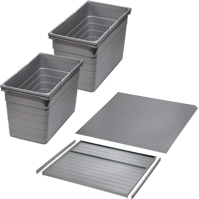 Ninka afvalscheidingssysteem eins2vier KB 500 mm, Zijdikte 16 mm Hoogte 330 mm 2x 25L, 1x 50-liter bodemplaat, 1x 50-liter