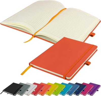 A5 Luxe Hardcover Notitieboek met Penlus en Elastische Sluiting in Oranje