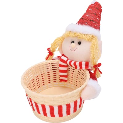 Kerstmand Schaal Kom Kerstsnoep Gedroogd Fruit Noten Opberghouder voor Tafel Bureau Decoratie beige