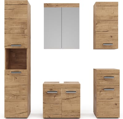 Vicco Badkamermeubel set Luna, Eiken Wotan, 5-delig