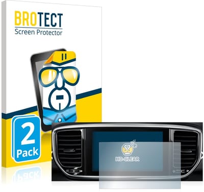 BROTECT - Screenprotector voor Kia Sportage QLPE 2020 Infotainment System 8" - Folie Beschermfolie transparant 2 Stuks