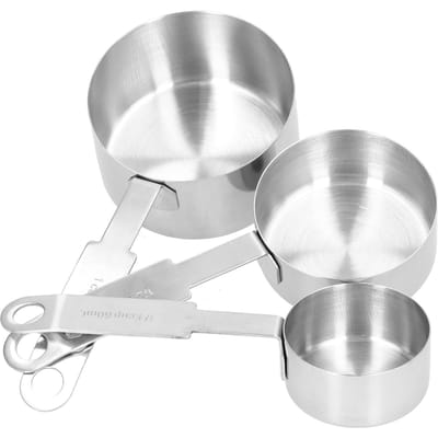 Set de 3 cuillères à mesurer en acier inoxydable Tasses à mesurer de cuisine pour la pâtisserie Outils de cuisine white