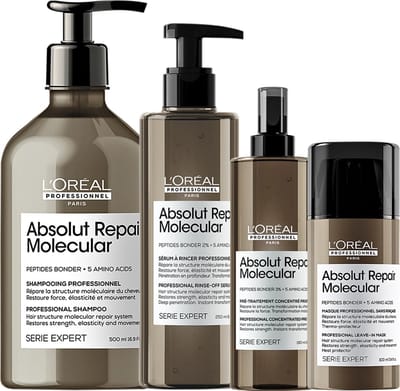 L`Oreal Professionel - Absolut Repair Molecular Set - 500 - Beschadigd Haar Pakket - Shampoo + Rinse- Off Serum + Leave-In Treatment - Pre-Treatment - Serie Expert Giftset