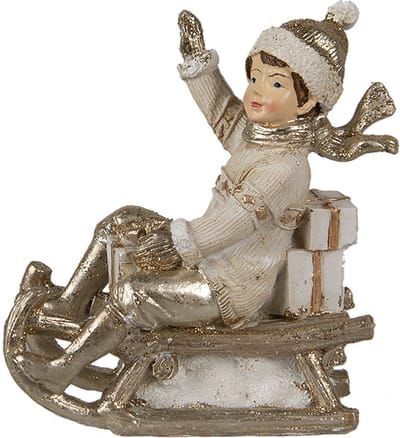 Clayre & Eef Beeld Kind 10 cm Beige Polyresin Kerstdecoratie