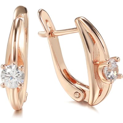 Boucles d'oreilles pendantes classiques Couleur Or Rose Zirconium Naturel Blanc Boucles d'oreilles Coréennes Simples Pour Femmes Bijoux Fins Quotidien beige