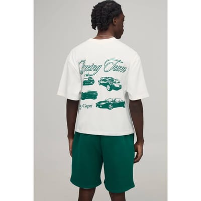 Oversized Boxy Italia Capri T-shirt & Wijde Korte Broek Set | Forest | Size XS
