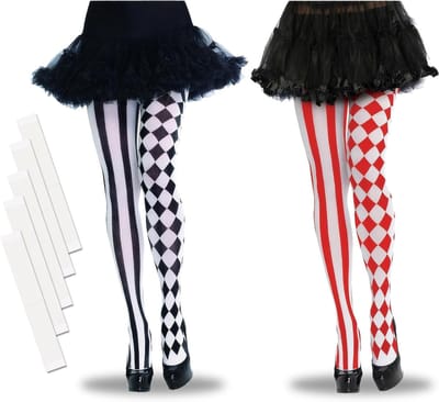 Overknee Kousen voor Vrouwen in Zwart en Wit met Strepen - Perfecte Accessoire voor Circus Kostuum, Pierrot Kostuum en Clown Outfit voor Carnaval en Halloween Feestjes