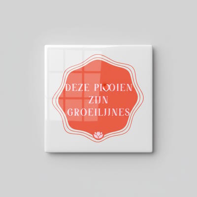 Decoratieve Keramische Wandtegel 15x15 cm – “Deze Plooien Zijn Groeilijnen” Inspirerende Tekst – Moderne Woondecoratie