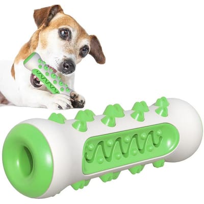 Brosse à dents en caoutchouc pour chien, jouet à mâcher pour nettoyer les dents, soins dentaires sûrs pour chiots, doux, fournitures de jouets de nettoyage pour animaux de compagnie, accessoires pour animaux de compagnie beige