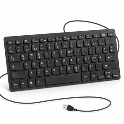 Mini-toetsenbord met 78 ergonomische toetsen - Draagbaar en bekabeld met USB-A-interface voor kantoor en reizen