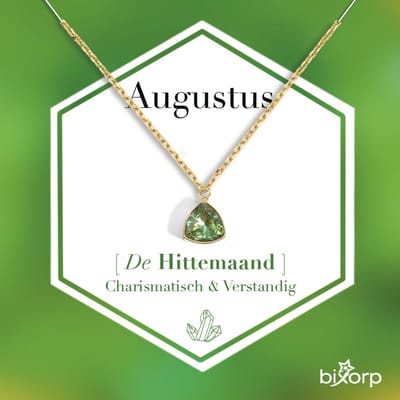 Bixorp Gems Geboortesteen Ketting Augustus - Peridoot - Zirkona Hanger aan Goudkleurige Ketting - 45 + 5cm - Cadeau voor vrouwen