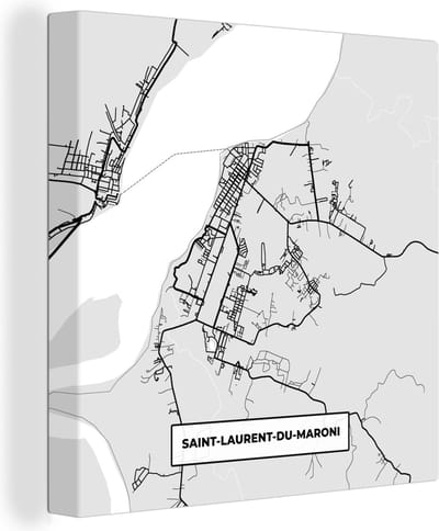 Canvas Schilderij Frankrijk – Plattegrond – Kaart – Saint-Laurent-du-Maroni – Stadskaart - 20x20 cm - Wanddecoratie