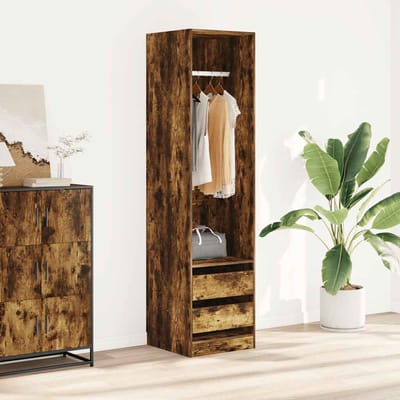 vidaXL - Kledingkast - met - lades - 50x50x200 - cm - bewerkt - hout - gerookt - eiken