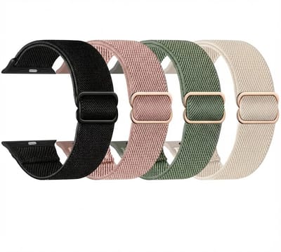 set van 4 horloge bandjes voor dames heren nylon geweven smartwatch band geschikt voor Apple Watch 42mm (serie 1 / 2 / 3) / 44 mm / 45 mm / 46 mm (serie 10 / 11) / 49 mm (Ultra / Ultra 2) – verstelbare woven band