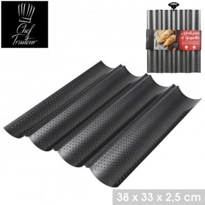 “LE FOUR” bakvorm voor 4 baguettes 38×33×H2,5 cm