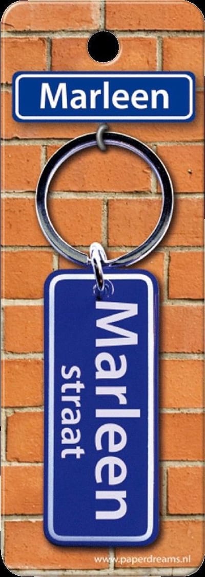 Paper Dreams Sleutelhanger Straatnaam Marleen 9 Cm Staal Blauw