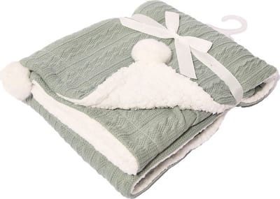 Soft Touch Kabeldeken Pompom 75 X 90 Cm Lichtgroen