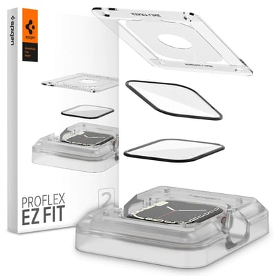 Spigen Pro Flex EZ Fit Screenprotector met applicator voor de Apple Watch Series 7/8/9 - 41 mm - Transparant