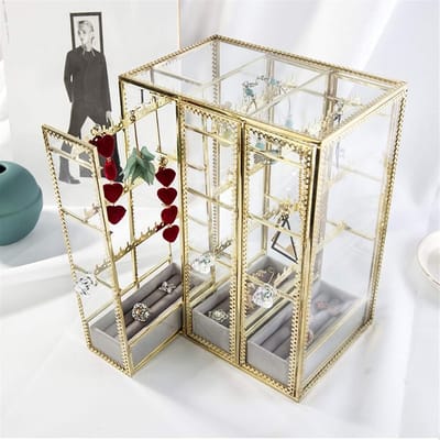 Juwelendoos Glas - Sieraden Opberger - Sieraden Organiseren - Stofdicht Ontwerp - 20 x 13.5 x 25cm - Transparant