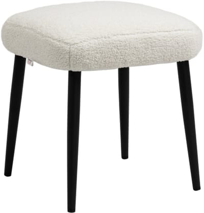 Vierkante Voetenbank 42x42x47cm Crèmewit Kasjmier-look Polyester Stalen Poten 120kg voor Woonkamer Slaapkamer