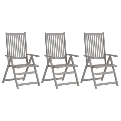 vidaXL - Tuinstoelen - 3 - st - verstelbaar - met - kussens - massief - acaciahout