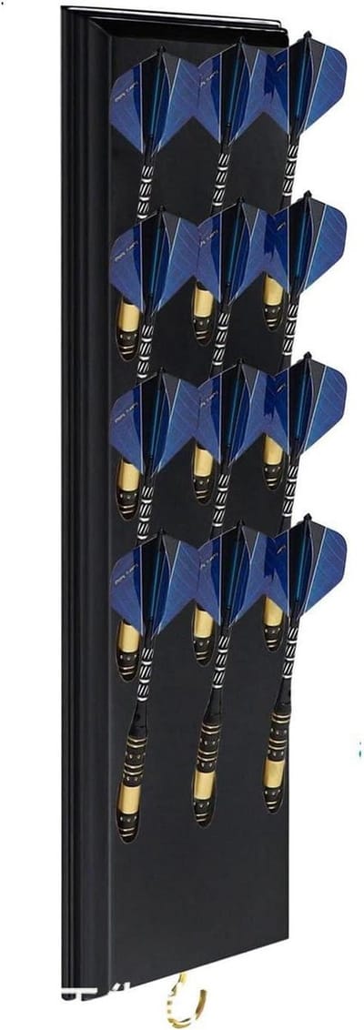 Dartpijlhouder - Darthouder Hout - Opbergen Darts - Voor 12 Darts - 40 cm Lengte - Zwart