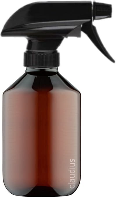 Lege Plastic Fles 250 ml amber met zwarte spraykop - set van 10 stuks