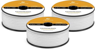 Gevlochten Polyester Touw 3mm Wit Sterk Koord voor Buiten en Nautisch Gebruik