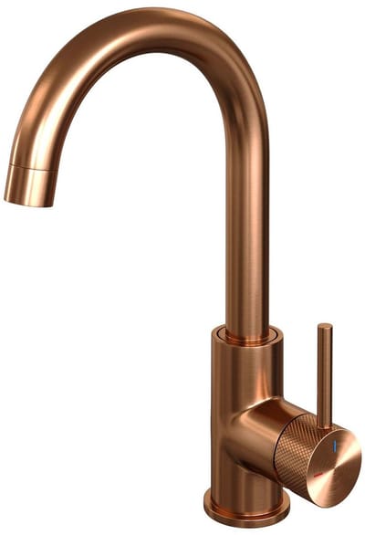Brauer Copper Carving Hoge Opbouw Wastafelmengkraan met Draaibare Ronde Uitloop Model A Koper Geborsteld PVD