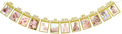 Mmgoqqt - 1 Stuk - Eerste Verjaardag, Foto Herinnering, Babykamer Decoratie - Foto Slinger - Kleur Goud - 0-12 Maanden - Verjaardagsslinger Voor Meisje Of Jongen, Kraamcadeau, 1 Jaar Versiering