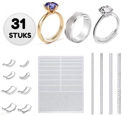 Ringverkleiner - 31-Delige Set - Ringverkleiner Transparant - 3 Methodes - Ring Verkleiner Onzichtbaar - Ring adjuster