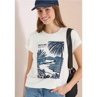 Shirt met ronde hals en frontprint