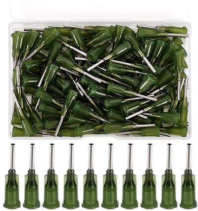 Dailygoods- Distributienaalden 120 stuks - 30 mm - 14 g - Stompe Punt - Kunststof/Roestvrij Staal - Vergrendeling - Ideaal voor Lijminjector - Injectienaalden