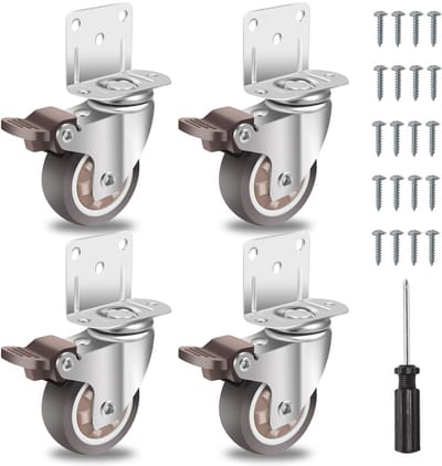 Zware L-Vormige Zijmontagewielen - 2 Inch met 600 LBS Laadvermogen - Set van 4