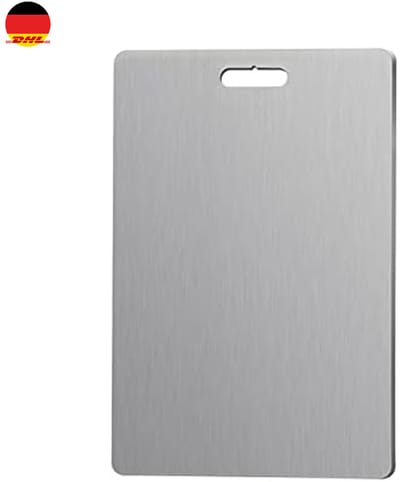 REDOM RVS Snijplank 36 x 25 cm - Dubbelzijdig & Hygiënisch - Voor Vlees, Groenten en Bakken - Roestvrij Staal - Zilver