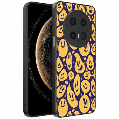 Geschikt voor Huawei Mate 70 Telefoonhoesje met smiley opdruk - TPU backcover case emoji design - Paars Geel - Smartphonica geschikt voor Huawei Mate 70