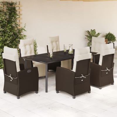 vidaXL - 7-delige - Tuinset - met - kussens - poly - rattan - bruin