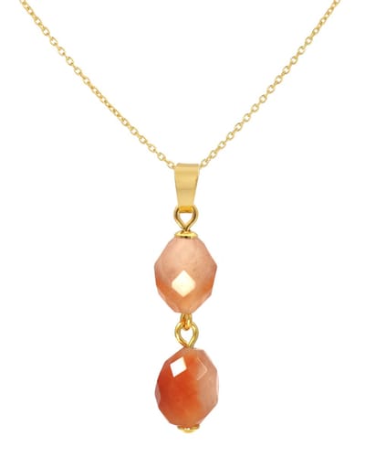 ARLIZI 2432 Ketting perzik beige jade kralen hanger - verguld - 44 cm