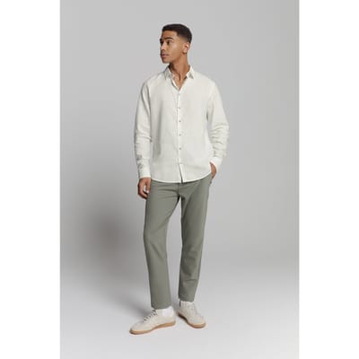 No Excess Shirt Solid With Linen White Maat: XXL | Casual Overhemden Outlet | Heren | Wit