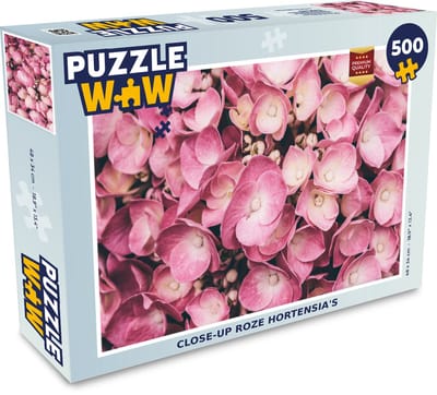 Puzzel Close-up roze hortensia's - Legpuzzel - Puzzel 500 stukjes