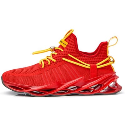 Nouvelles Chaussures de Sport d'Extérieur pour Hommes Course Libre pour Hommes Jogging Marche Chaussures de Sport Lacets de Haute Qualité Athlétiques Respirantes Baskets à Lames 45 red