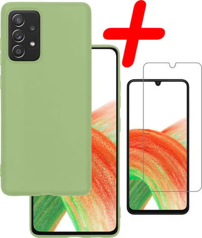Hoesje Met Screenprotector - Geschikt voor Samsung Galaxy A33 - Sterk & Shockproof - Back Cover - Siliconen Case - Telefoon Hoes - Groen