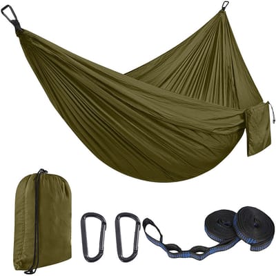 Outdoor hangmat, campinghangmat, reishangmat, 270 x 140 cm, ultralichte draagbare hangmat met een capaciteit tot 300 kg, 210T parachute-nylon
