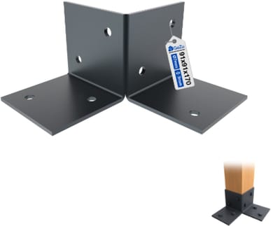 GeZu Impex Pergola Vloerbeugel 91 × 91 mm Antraciet Poedergecoat – Robuuste en duurzame bevestigingsbeugel voor pergolabalken