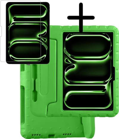 Hoesje Geschikt voor Apple iPad Pro (2024/2025) - 11 inch - Met Screenprotector - Kinderhoes Shockproof Bumper - Kidsproof Case - Tablet Hoes - Kinder Hoes Cover - Groen