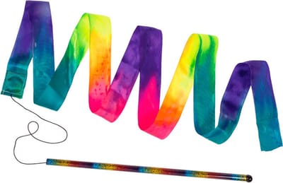 Out of the blue Danslint - gymnastiek lint - regenboog - kunststof/nylon - 200 cm