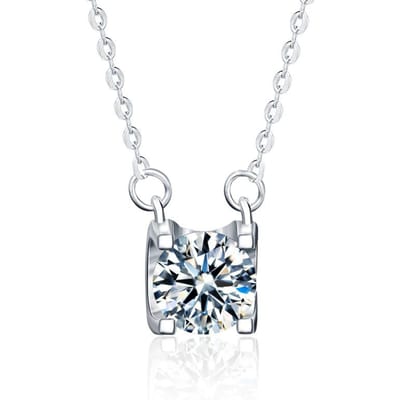 925 zilveren sieraden persoonlijkheid Moisanne ketting accessoires dames Europa en Amerika koude wind U-vormige stierenkop sleutelbeen hanger nisontwerp white