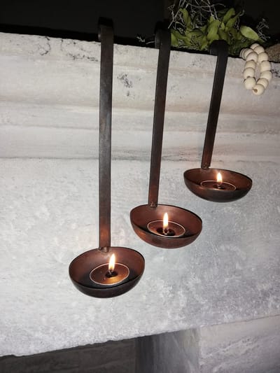 set ijzeren lepels voor waxine 3 stuks old iron robuust en landelijk